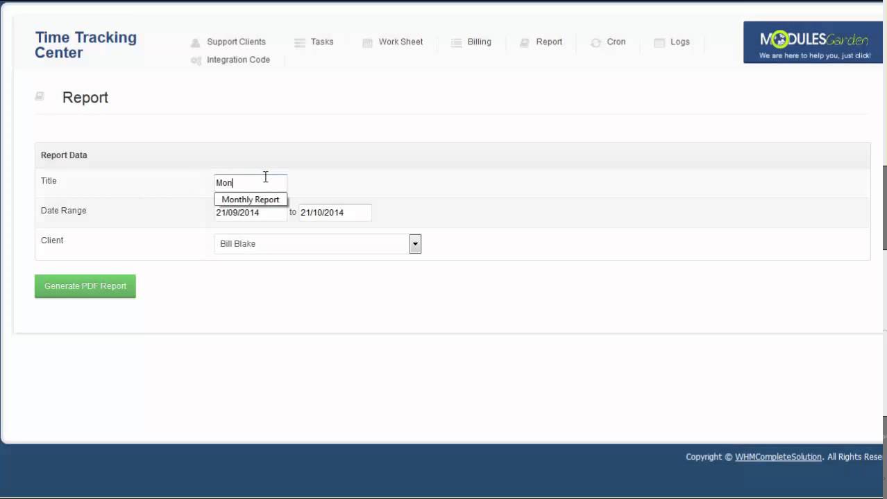 ModulesGarden Time & Task Manager For WHMCS 1.2.0