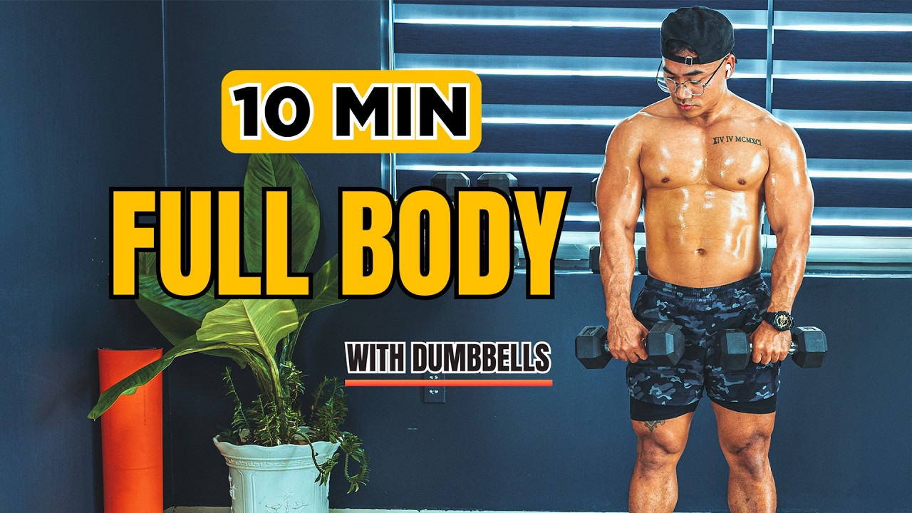 10 Minute Full Body Dumbbell Workout At Home🏠🏋️‍♂️🔥#exercise #gym #workout