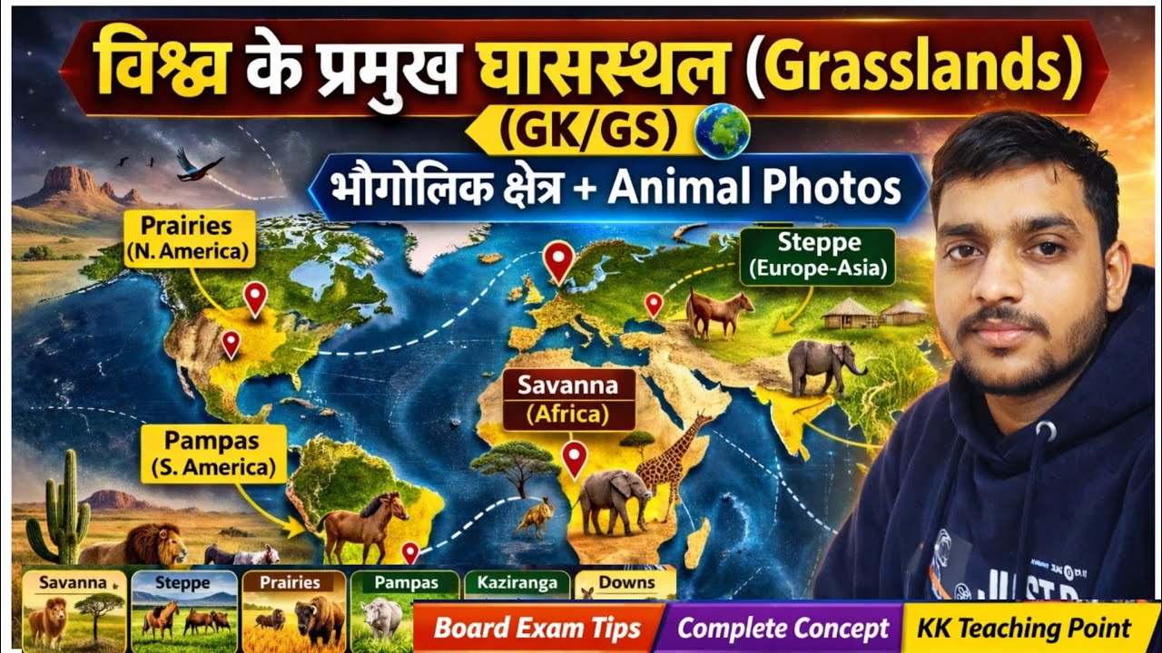 विश्व के प्रमुख घासस्थल | Grasslands of the World | GK/GS Geography | @khageshsir