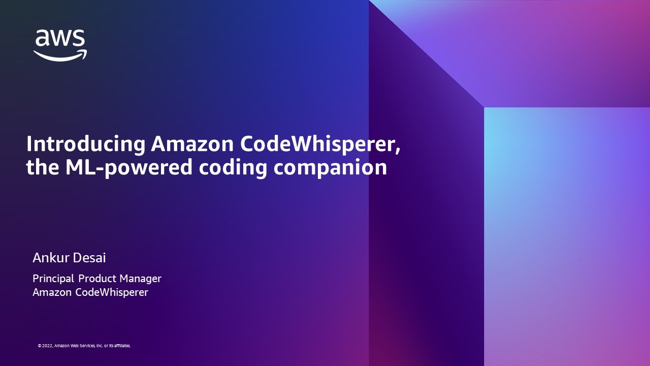 Introducing Amazon CodeWhisperer,  the ML-powered Coding Companion - AWS Online Tech Talks