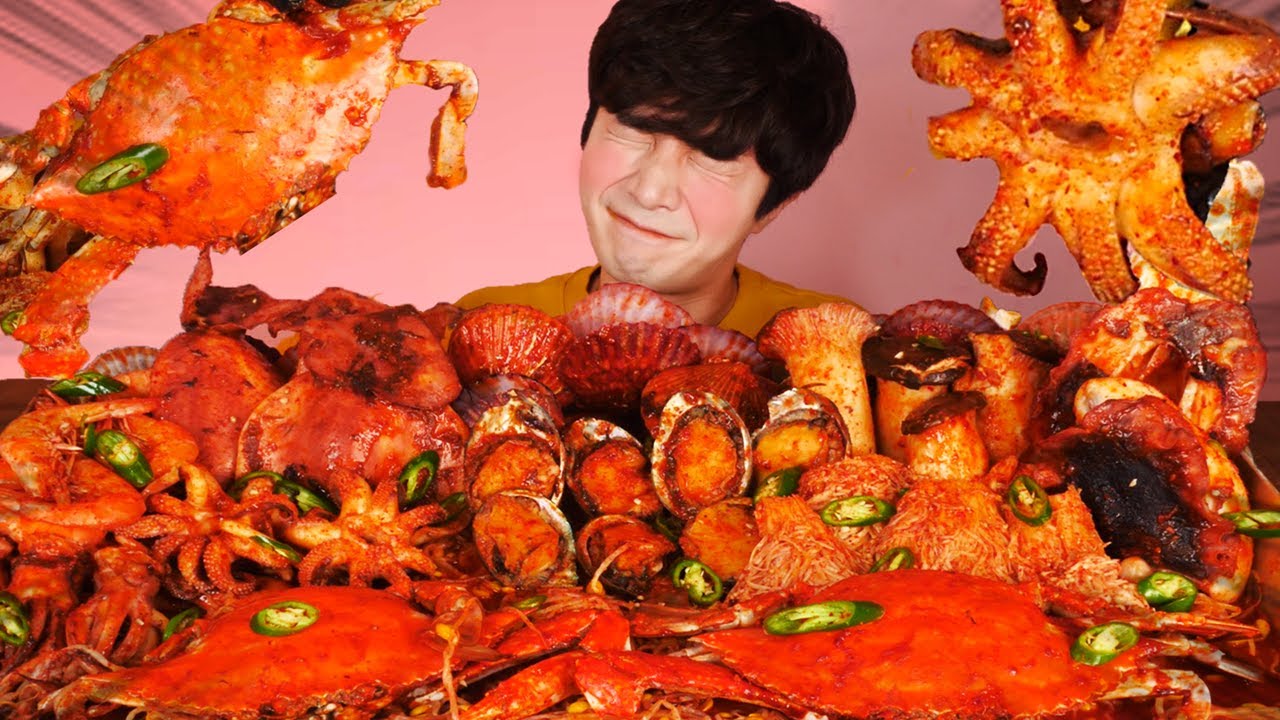 RUS SUB)Сплошная Морской(Кальмар,Корабль,С,Креветки,)Еда Mukbang🦑Seafood Boil Korean ASMR 후니 Hoony