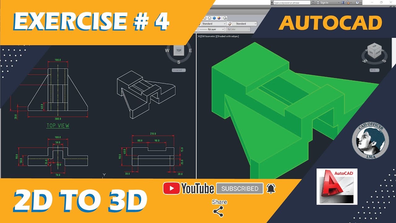 AUTOCAD 2D TO 3D - EXERCISE 4