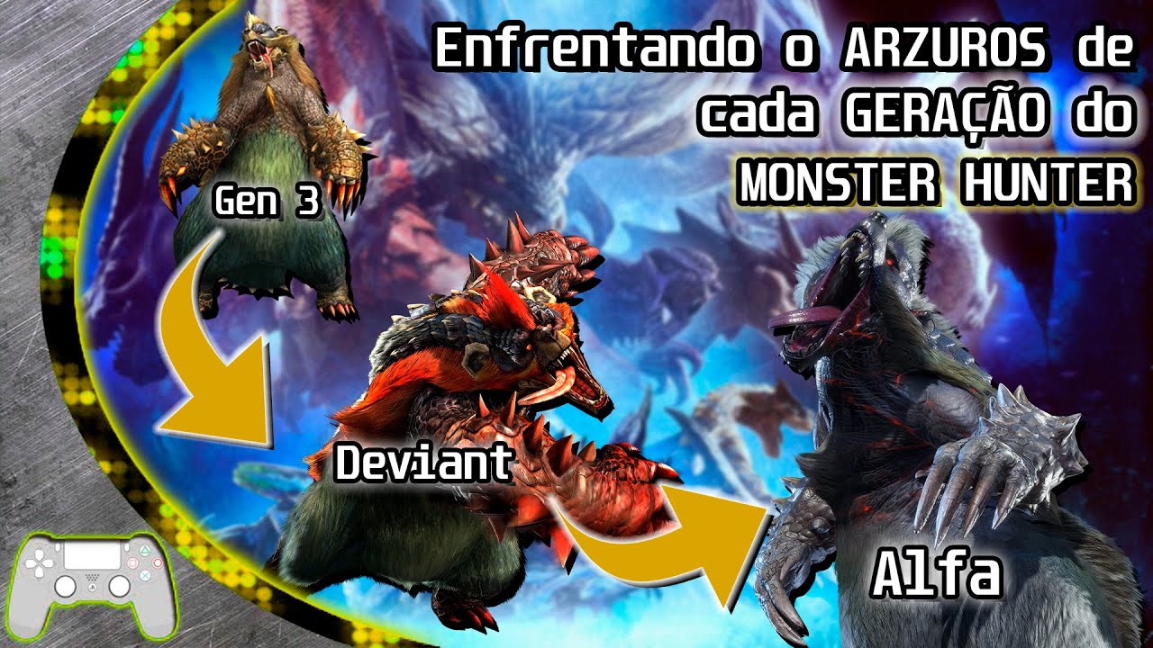 Enfrentando o ARZUROS em cada geração de Monster Hunter! - Com o Redhelm Arzuros e o Azuros Alfa!
