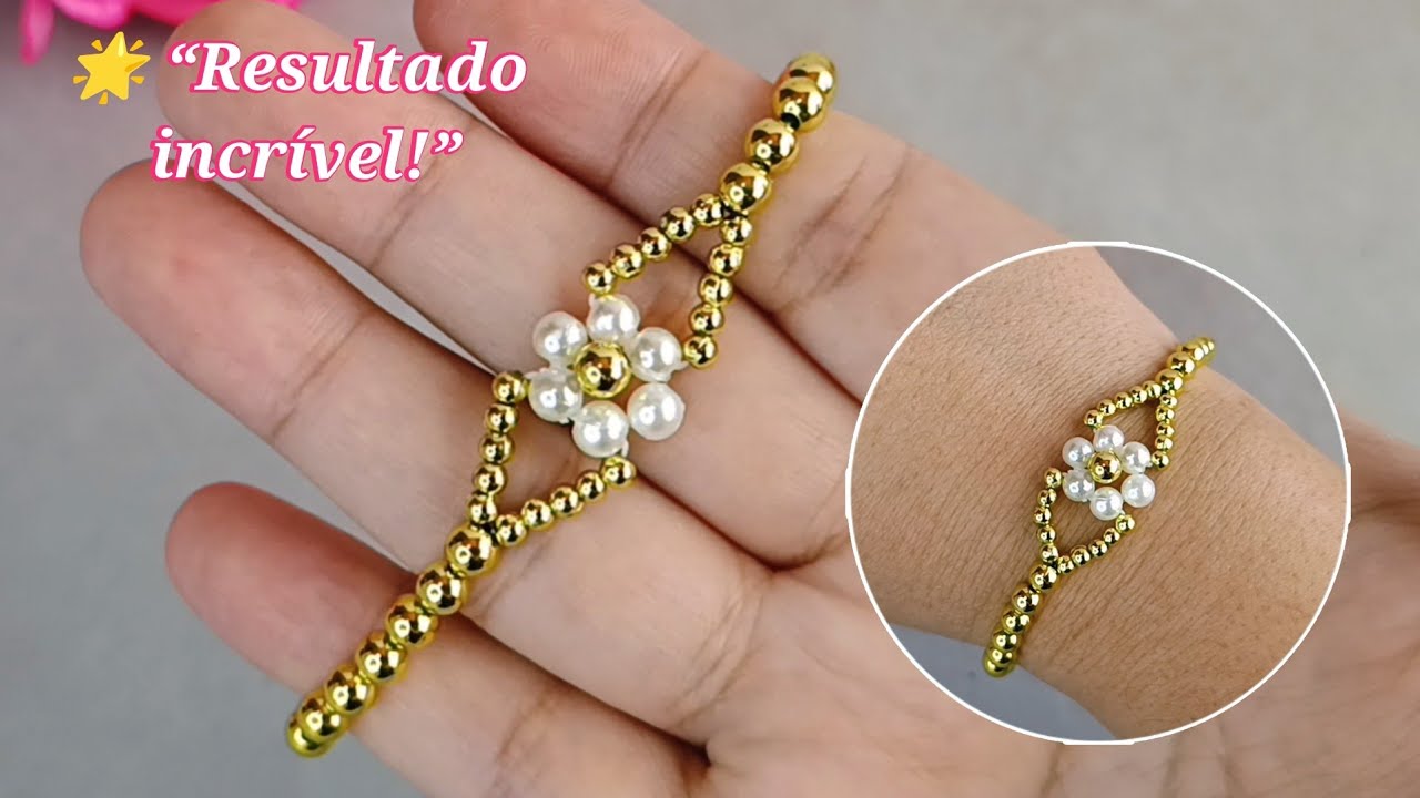 💫 Como fazer pulseira de pérolas no fio stretch passo a passo (super fácil!)