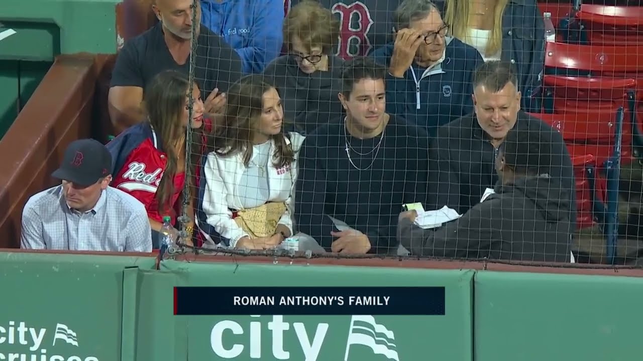 NESN's Jahmai Webster interviews Roman Anthony's family during his 2nd Big League Game