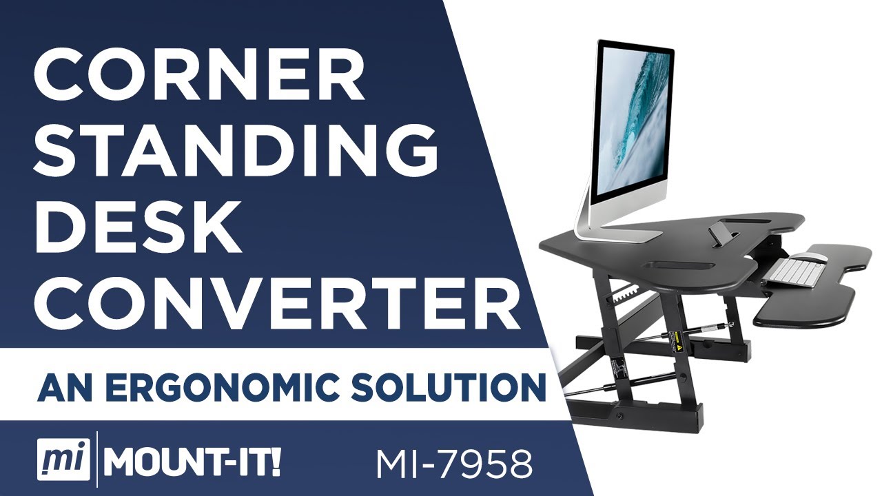Corner Standing Desk Converter | 48&rdquo; Wide Desktop | Adjustable Height (MI-7958)