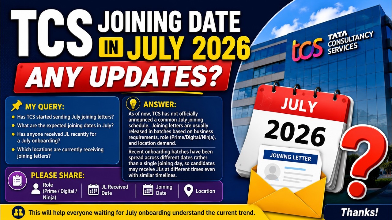 TCS Upcoming Joining Dates in July 2026 | TCS Next Mass Onboarding in July | TCS Joining Letter 2026