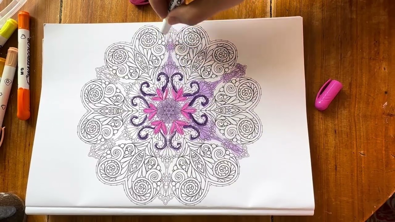 Relaxing Mandala Coloring with Beautiful Markers | Satisfying Art Process