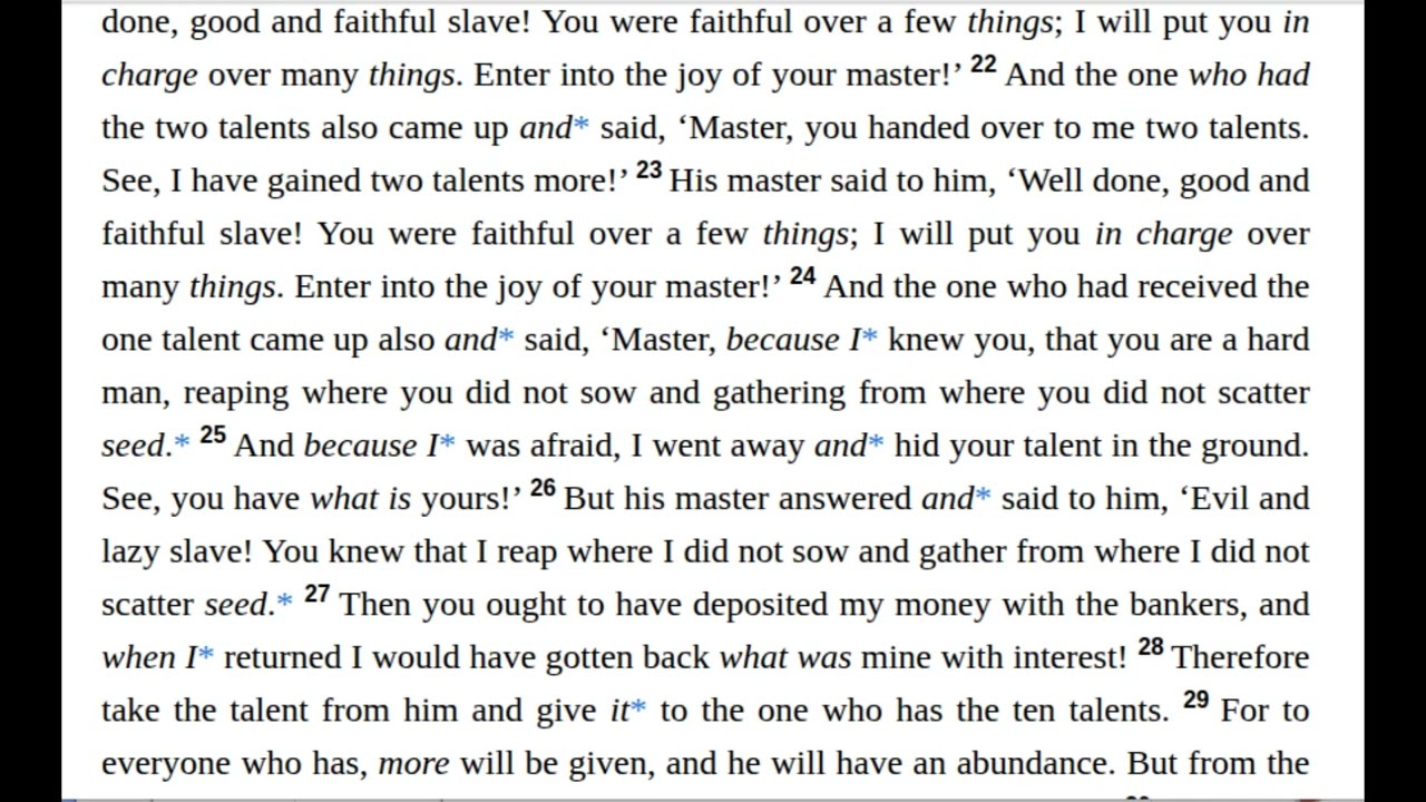 Day 38 (Feb 7): Job 40:3 - 42:17, Matthew 25:14-46, Psalm 18:43-50