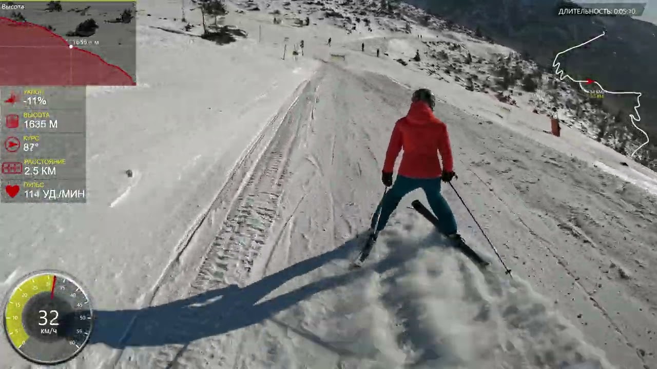 Skiing in Slovakia JASNA 2022 Chopok Jug 2024m. - Krupova 1084m.Blu &  track gusts of wind