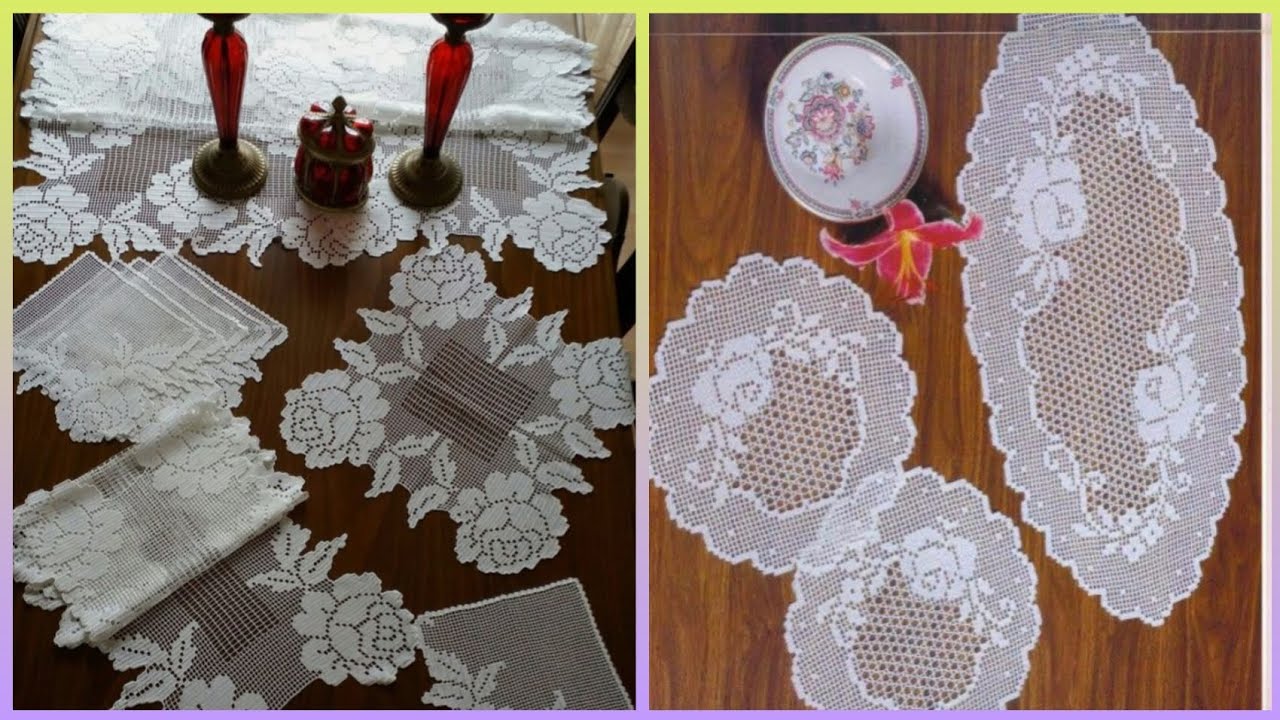 Amazing type of table runners with set #crochet #handmade #trending