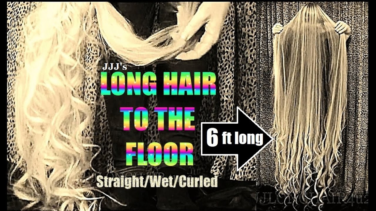 Long hair 6 ft long to the floor - Straight,Wet & Curled!