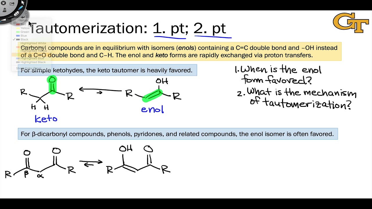 11.03 Introduction to Tautomerization; Stability of Keto and Enol Tautomers