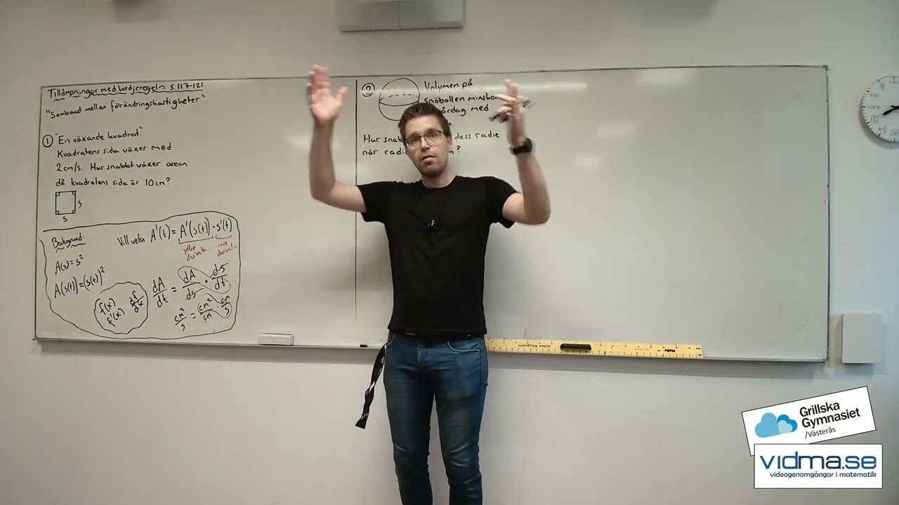 Matematik 4. Tillämpningar med kedjeregeln. Intro + exempeluppgift.
