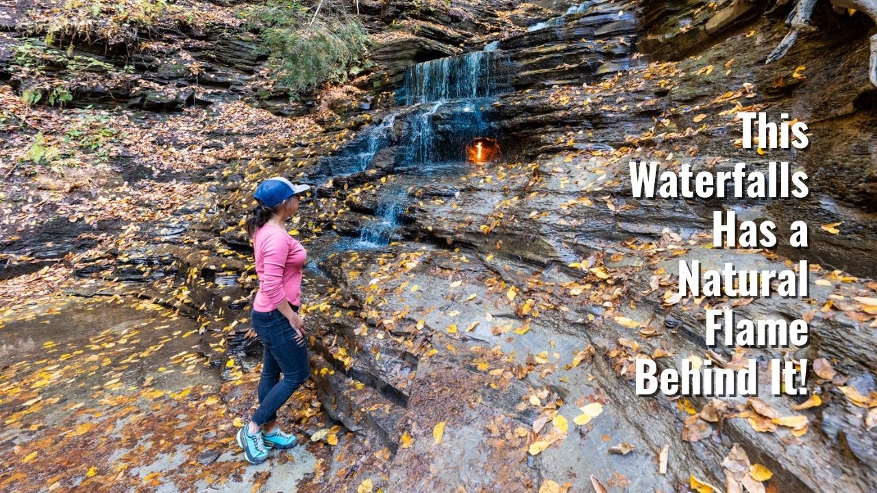 This Waterfall Has a Burning Natural Flame Behind It!