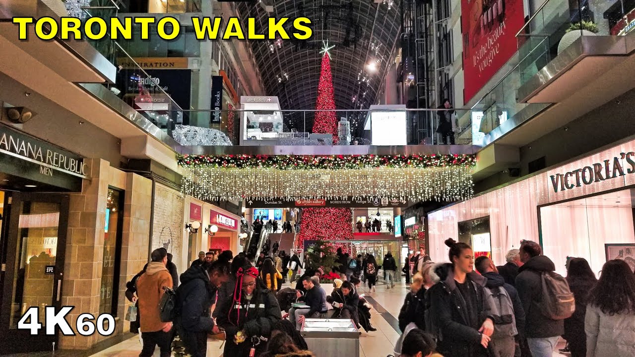 Downtown Toronto Indoor Walk - Eaton Centre, The PATH & Atrium [4K60]