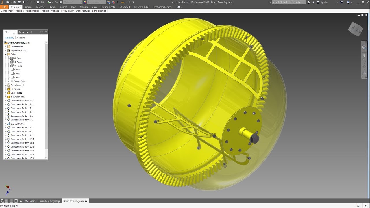 INVENTOR 2018 - DRUM ASSEMBLY - CONCRETE MIXER