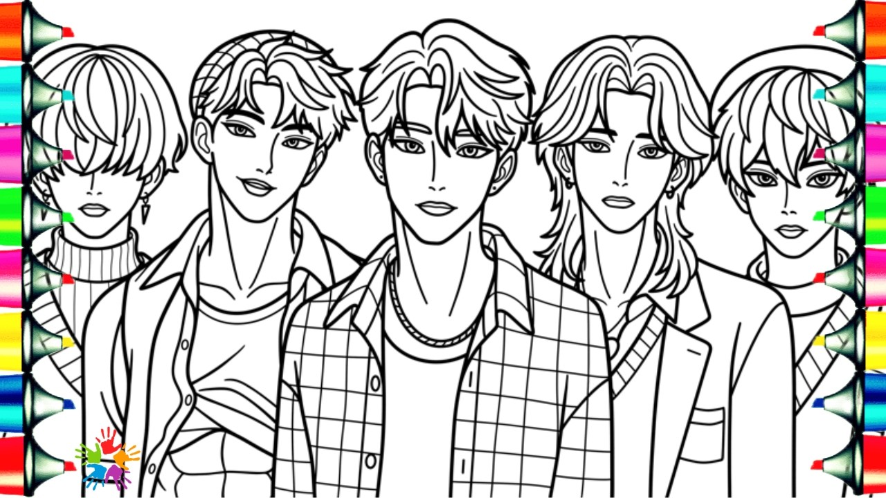 KPop Demon Hunters FanArt Coloring Pages / Satisfying Coloring Saja Boys