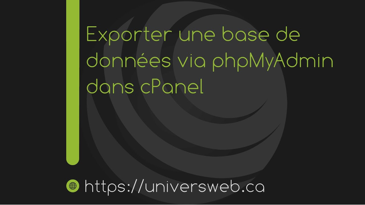 Exporter une base de données via phpMyAdmin dans cPanel