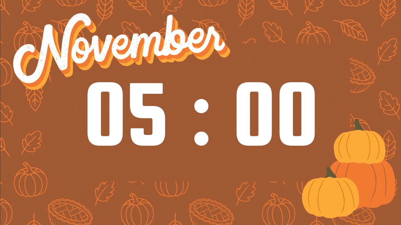 5 Minute Timer | With Acoustic Guitar Music & Alarm Bell | Fall November Theme 🧡