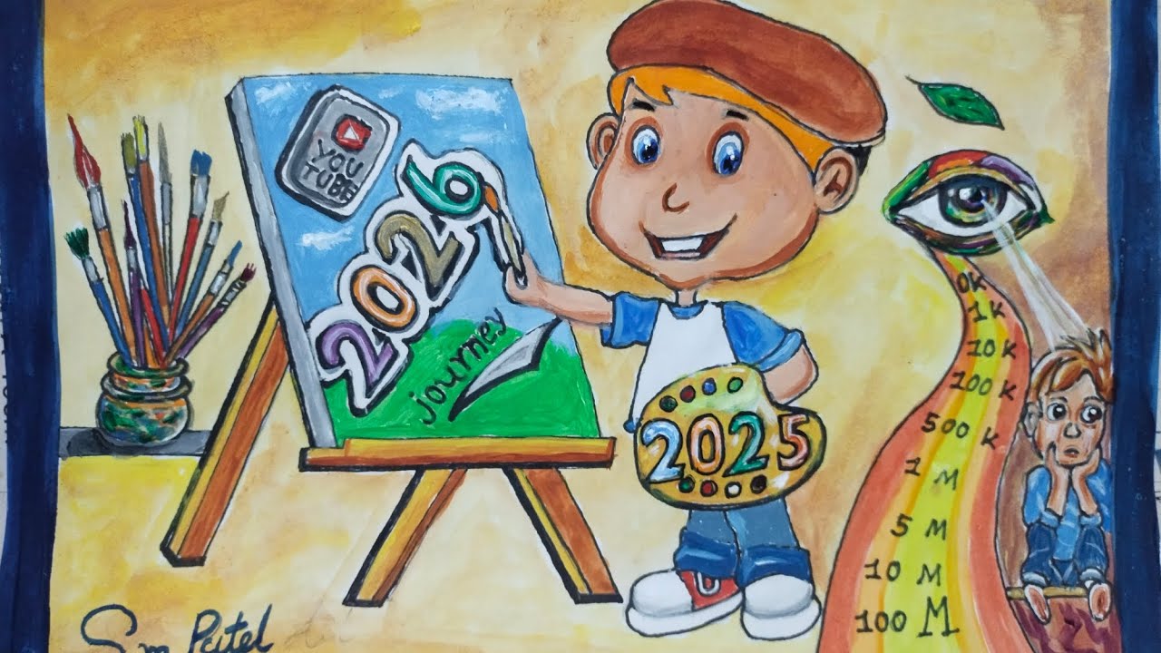 Happy New Year Drawing | 2026💐 Water colour art,