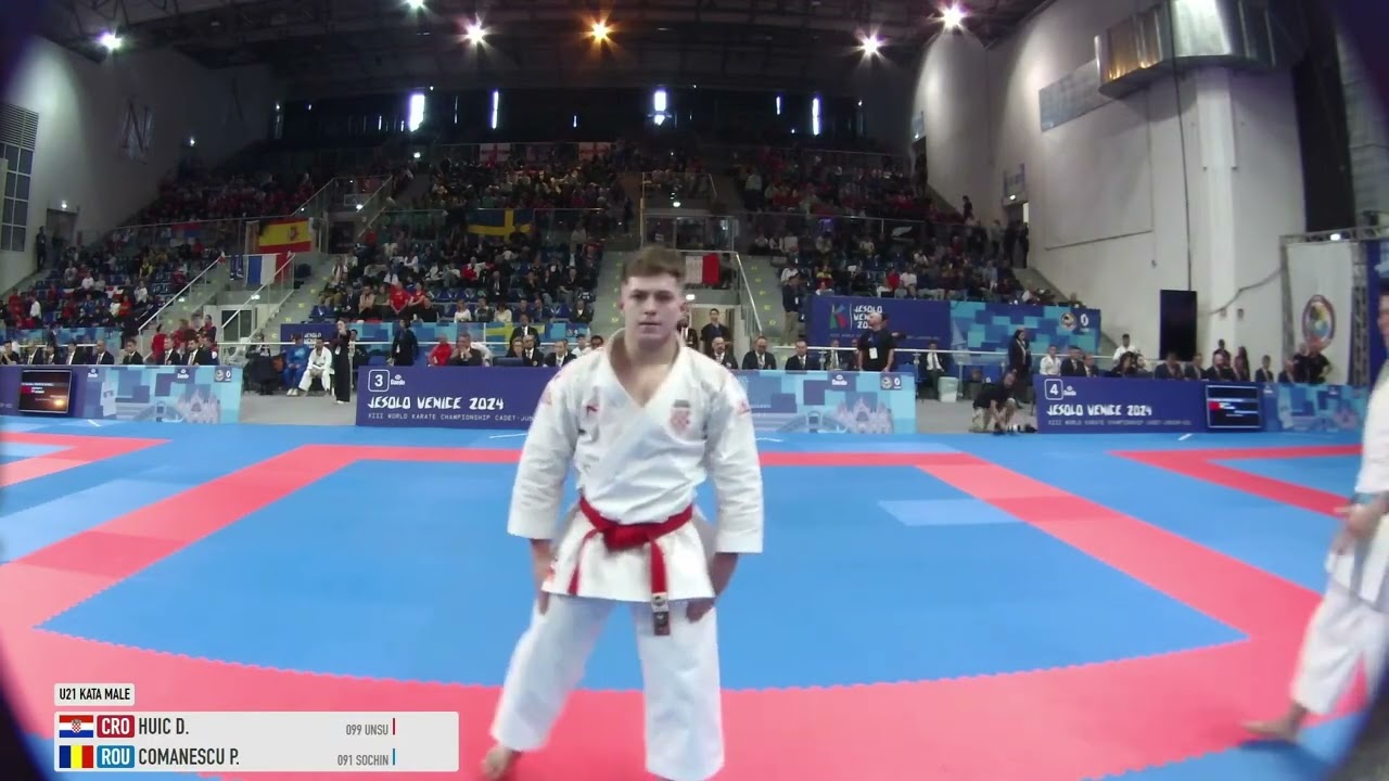 Dino Huic VS Comanescu Petru. U21 Male Kata. Pool 3 - Round 2. World Karate Championship.