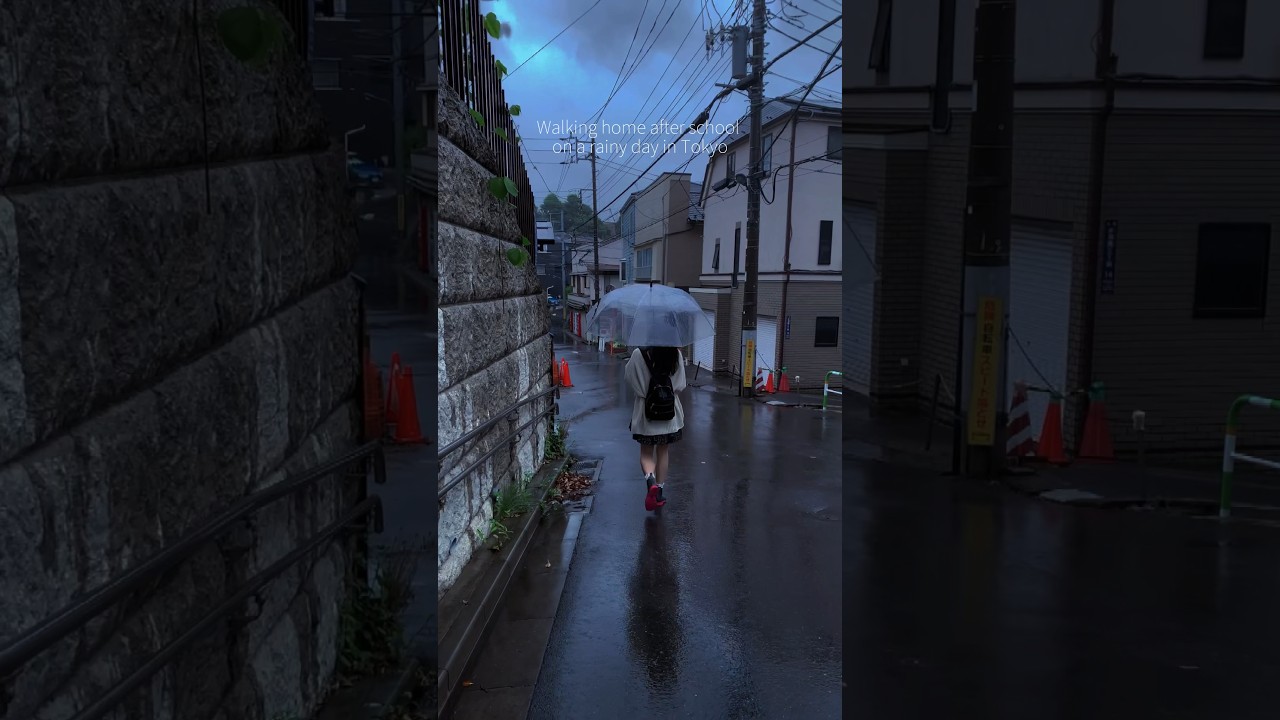 Imagine walking home after school on a rainy day in Tokyo☔️