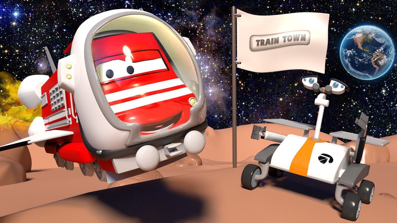 The Space Shuttle - Troy the Train in Train Town | Construction Cartoon for kids