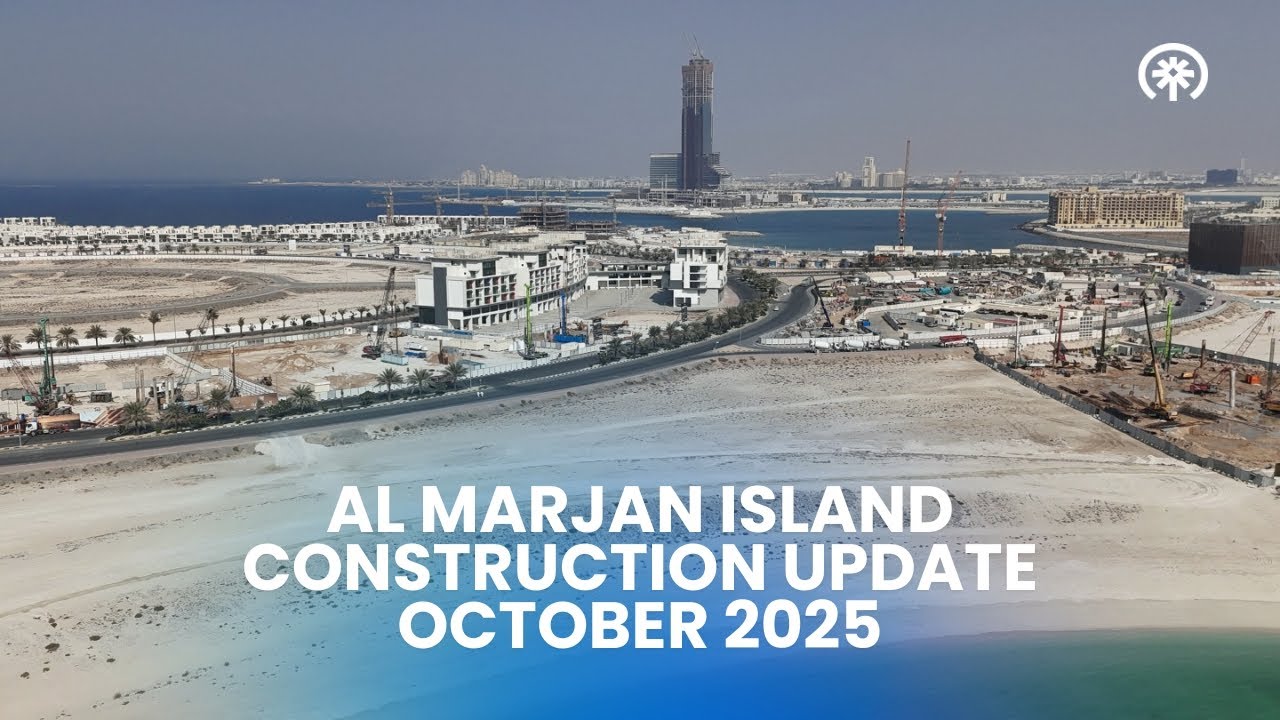 Al Marjan Island Construction Update – October 2025 | Drone Tour of Wynn, W, DAMAC, Oceano & More