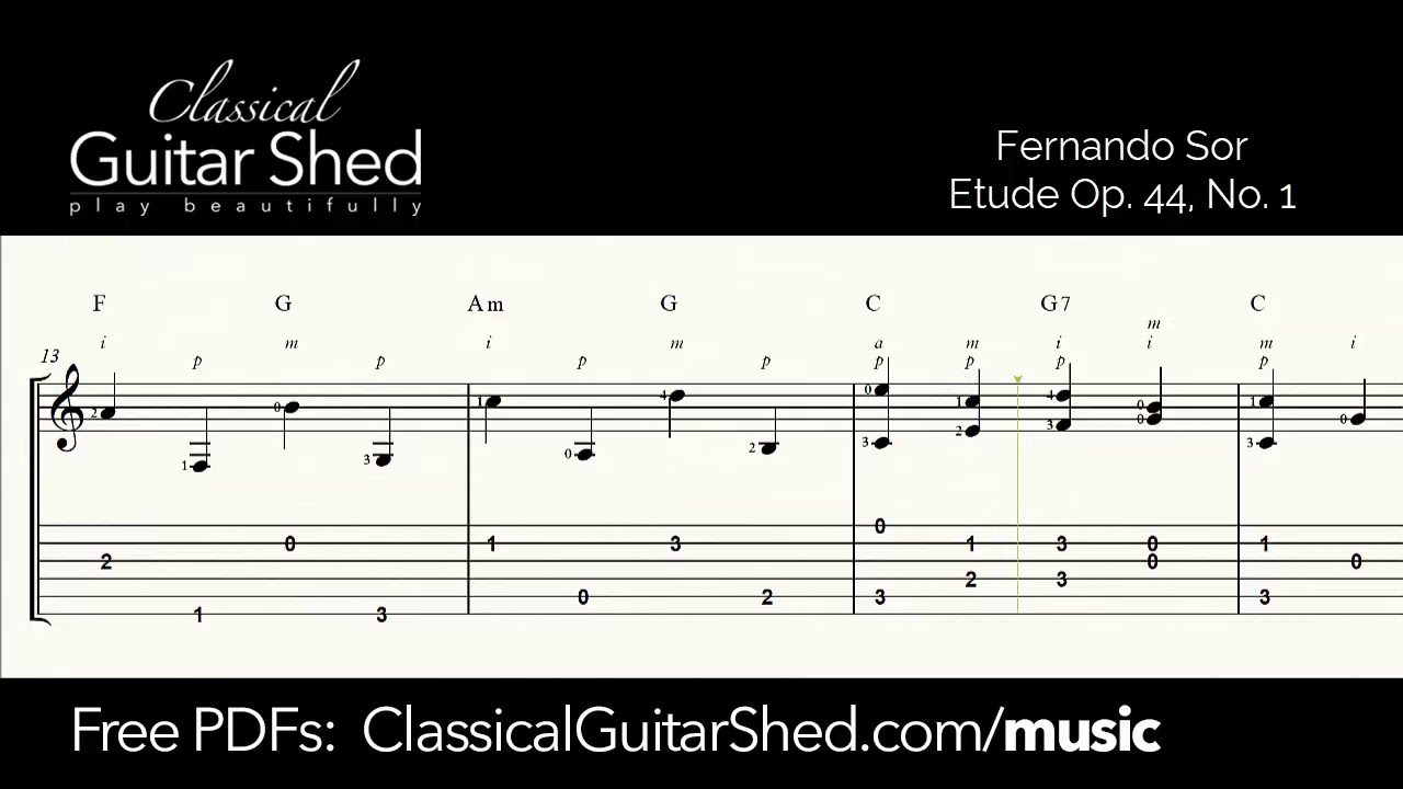 Sor:  Op. 44 No. 1 - Free Classical Guitar Sheet Music