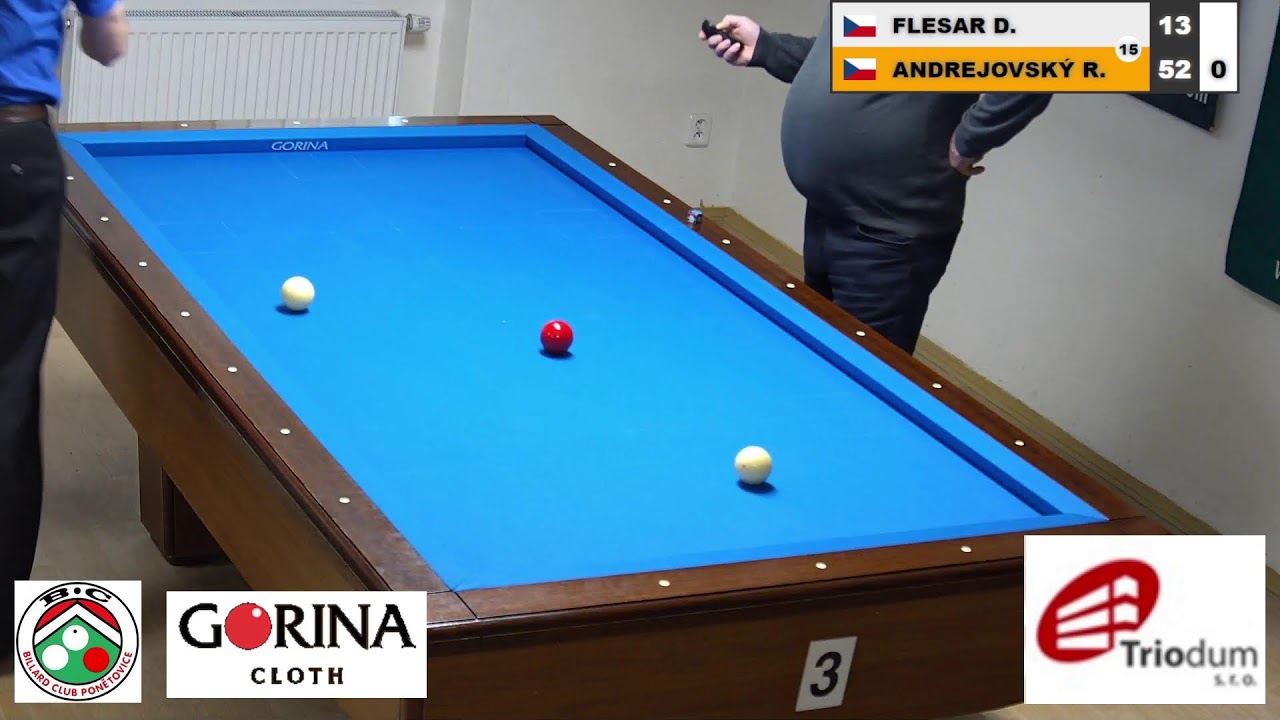 Czech league | 1-cushion | D2 | 13th round | David Flesar v Robert Andrejovský