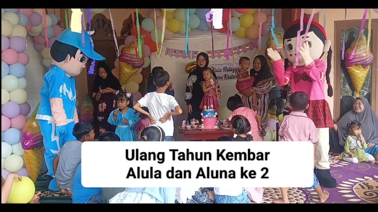 Ulang Tahun Kembar Lula dan Luna ke dua di temani badut Bo Boi Boy dan Badut LoL