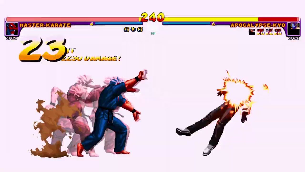 [KOF Mugen] HD Master Karate Vs Kyo 213, O. Kusanagi, Annihilator, Apocalypse, Kyo Burst