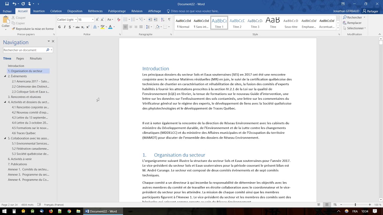 Word 2016 – Fonctions Annexes — Le volet de navigation