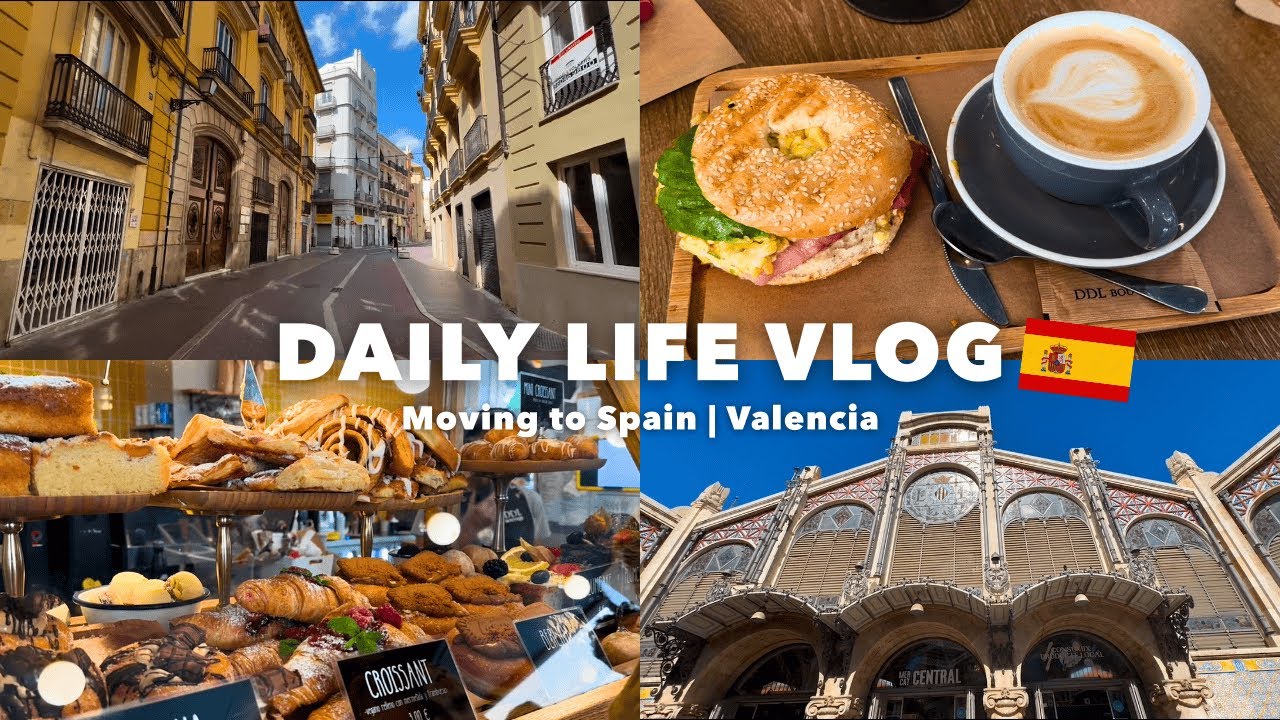 【Vlog】スペイン、バレンシアへ移住✈️ | 初めてのバレンシア市街地 | 中央市場 | カフェ巡り☕️