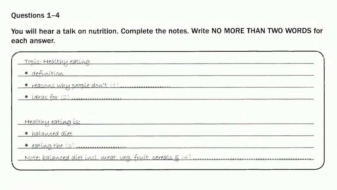 IELTS Listening - Section 2 - Note Completion
