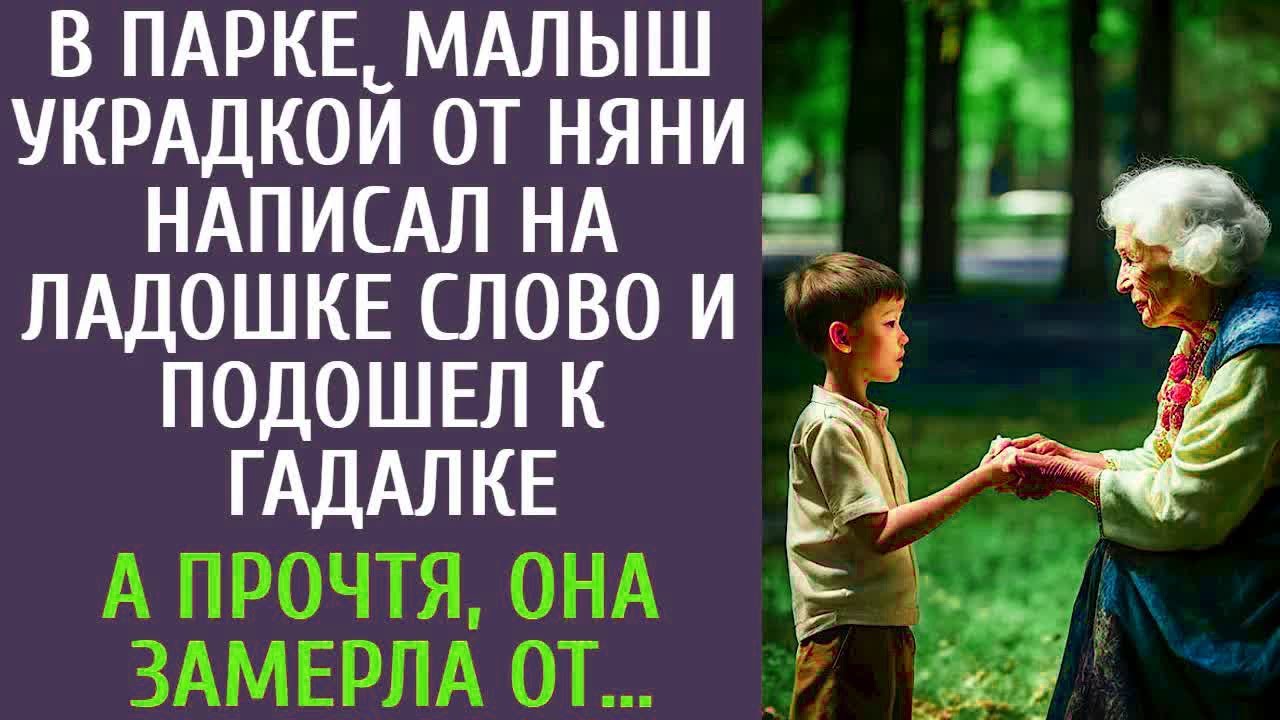 В парке, малыш украдкой от няни написал на ладошке слово и подошел к гадалке… А прочтя, она замерла…