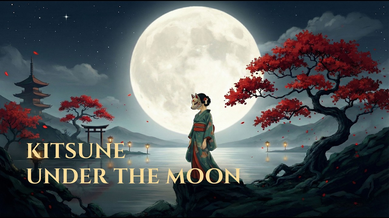 Dark Japanese Ambient 🌕 Kitsune Under the Moon | Night Calm & Inner Stillness