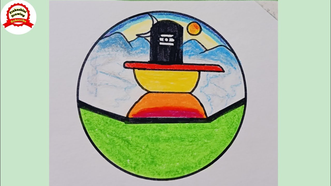 Mahashivratri Drawing Banner/ How to Draw Shivling With Pencil Colour Easy Step by Step/Shiv Drawing
