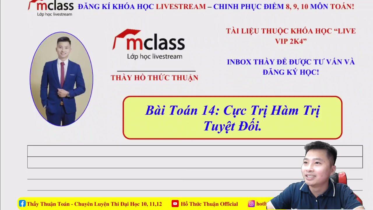 [HÓT LIVE 2K4] VẬN DỤNG CAO 9+ CỰC TRỊ HÀM SỐ CHỨA TRỊ TUYỆT ĐỐI SIÊU HAY
