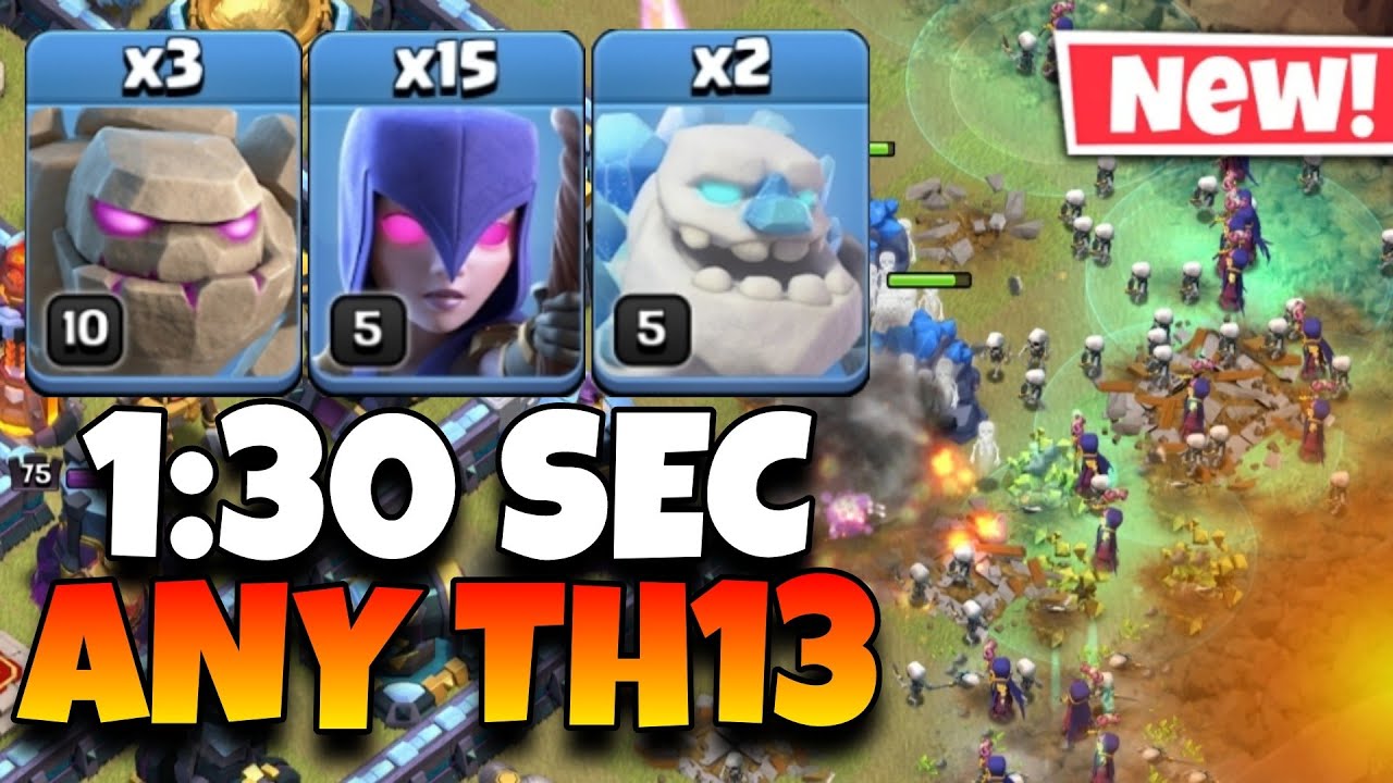 Effortless 3 Stars! TH13 Zap Quake Witch is the Easiest TH13 Attack Strategy in Clash of Clans🔥
