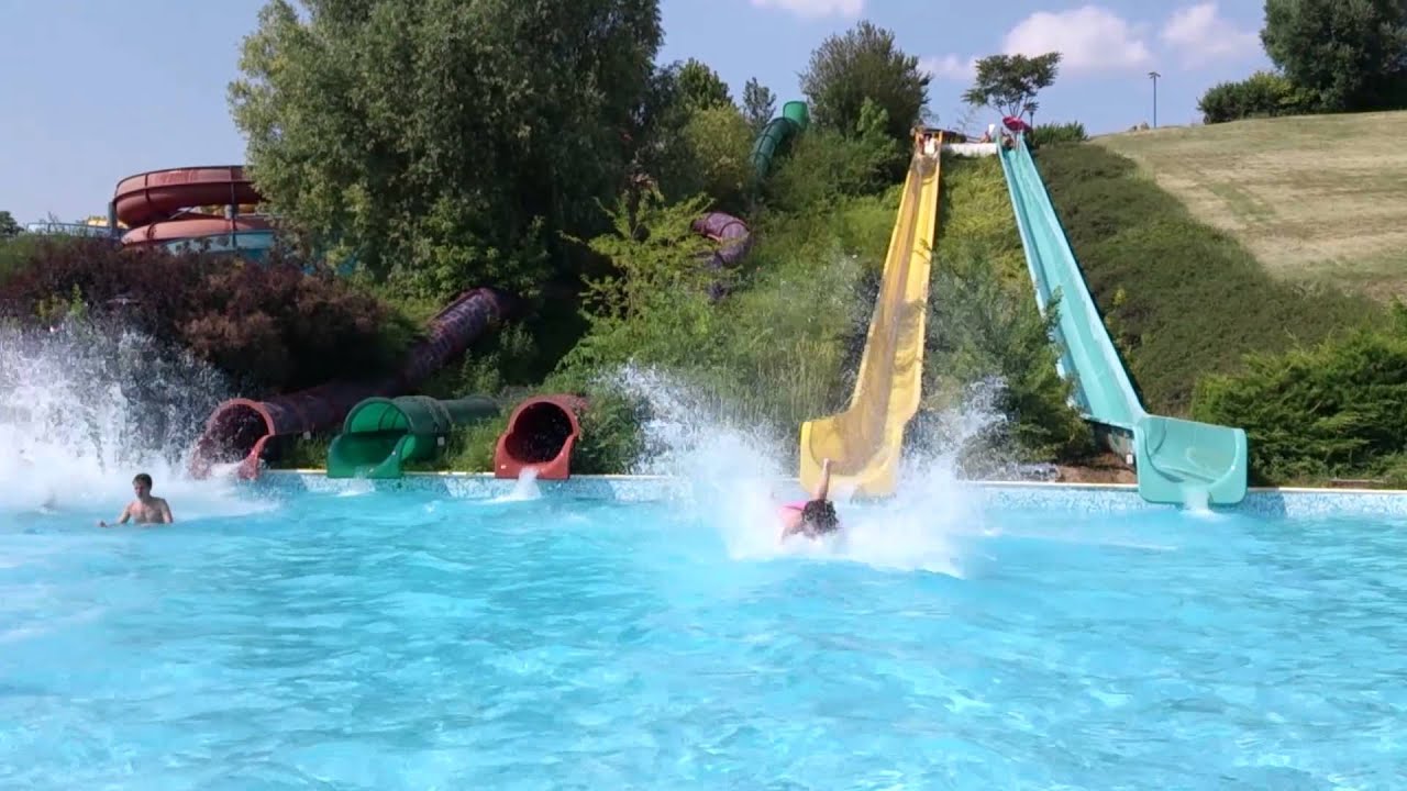 Flying on water after a water park slide