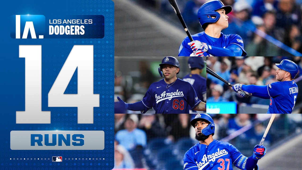 The Los Angeles Dodgers score 14 runs against the Toronto Blue Jays! 🔥 (FIVE home runs! 💪)