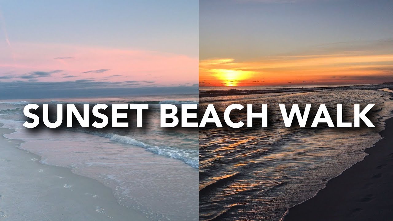 ASMR Waves Crashing - Sunset Beach Walk (Binaural, No Talking, First Person POV)