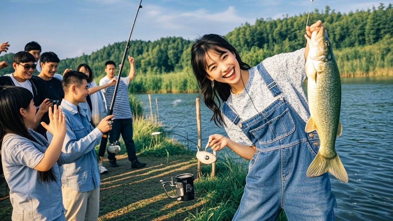 美女釣到米級大魚，不料力氣太小褲子差點被脫掉，這下老闆要被盤哭了【娜小娜愛釣魚】#釣魚 #fishing #drama #funny