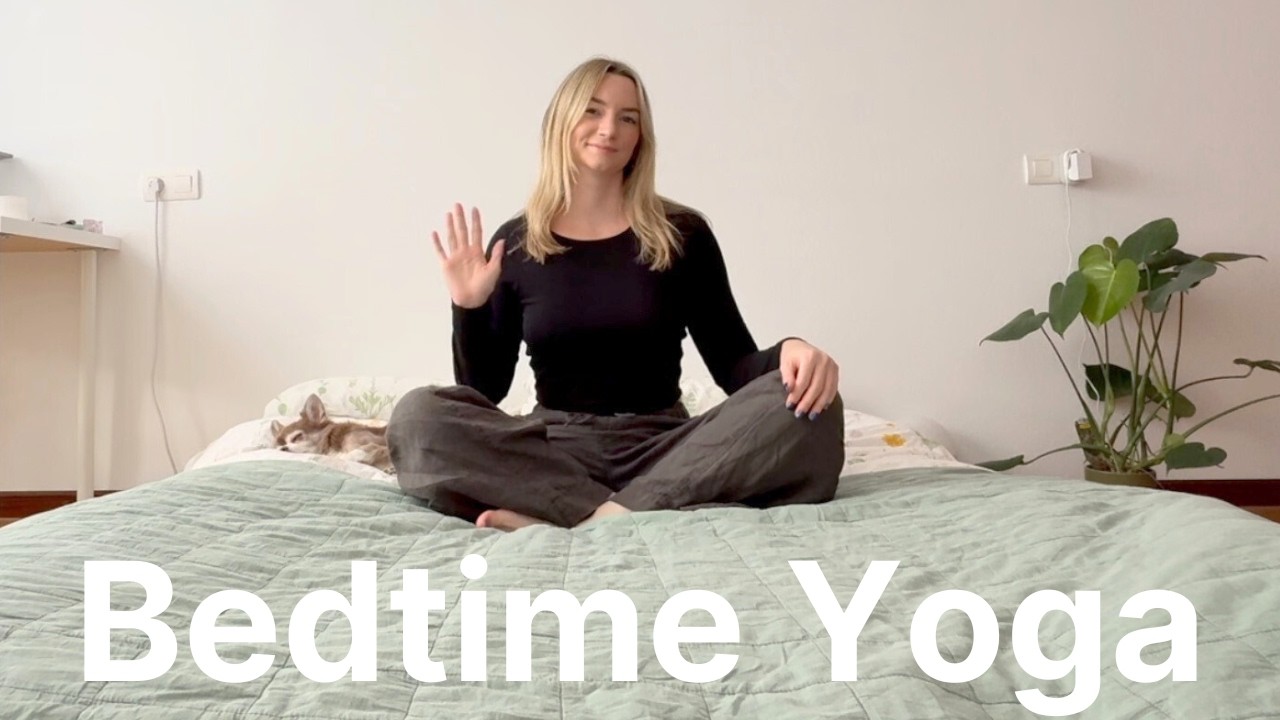 Yoga for Deep Sleep & Relaxation | 20 Minute Bed Yoga with Binaural Beats 🌙✨