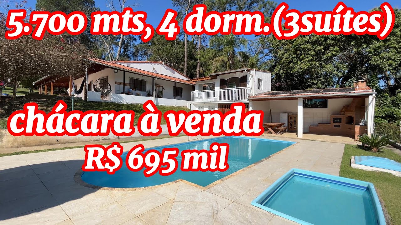 #55 CHÁCARA À VENDA, R$ 645 MIL, 5.700 MTS DE TERRENO, 4 DORMITÓRIOS (3 SUÍTES), A 01 HORA DE SP