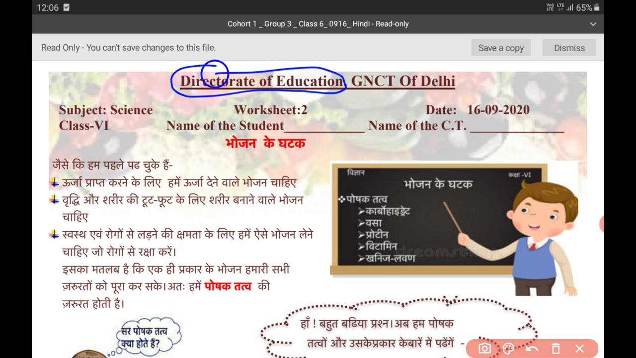 doe science worksheet 2 class 6 (16/9/2020) hindi medium/ (worksheet 63 part-2) science worksheet 2