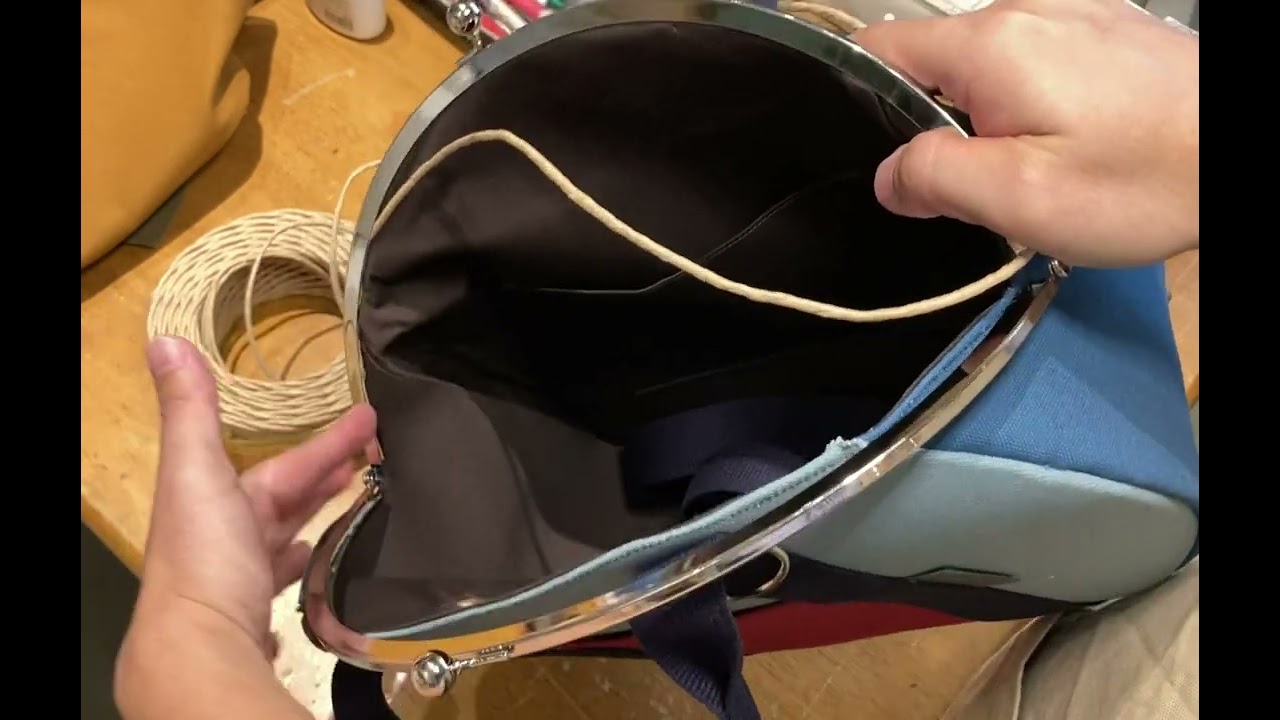 大きながま口バッグの口金の取り付け方