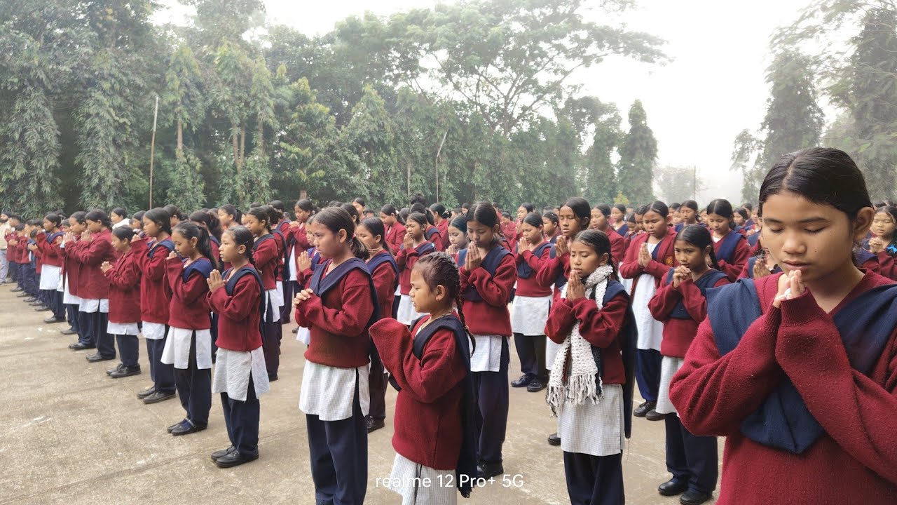 Morning Assembly in Garo. JNV Williamnagar. Date:10/12/2024